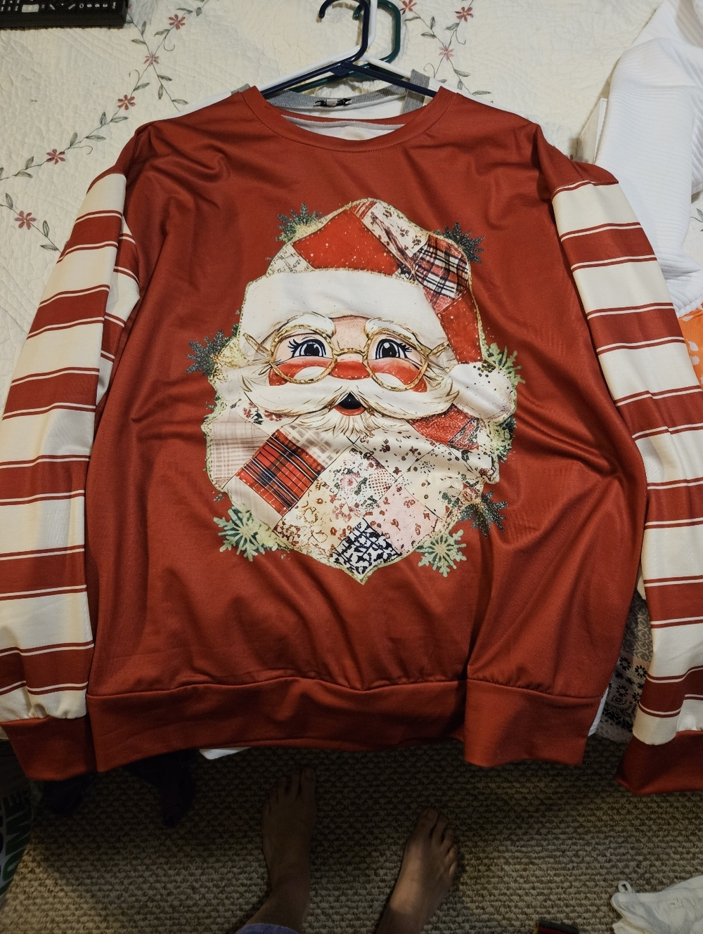 Festive Santa Patchwork Maroon Ladies